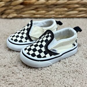 Vans Slip-On V Black/White Checkerboard baby/toddler shoes, size 3